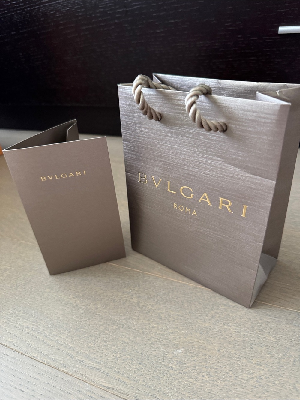 Bvlgari Shopping Gift Bag and Receipt Holder EMPTY 6” x 7.5” x 3”